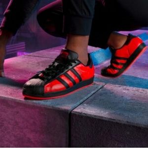 Rare Adidas Boys Playstation Spiderman Marvel Sneakers Red & Black